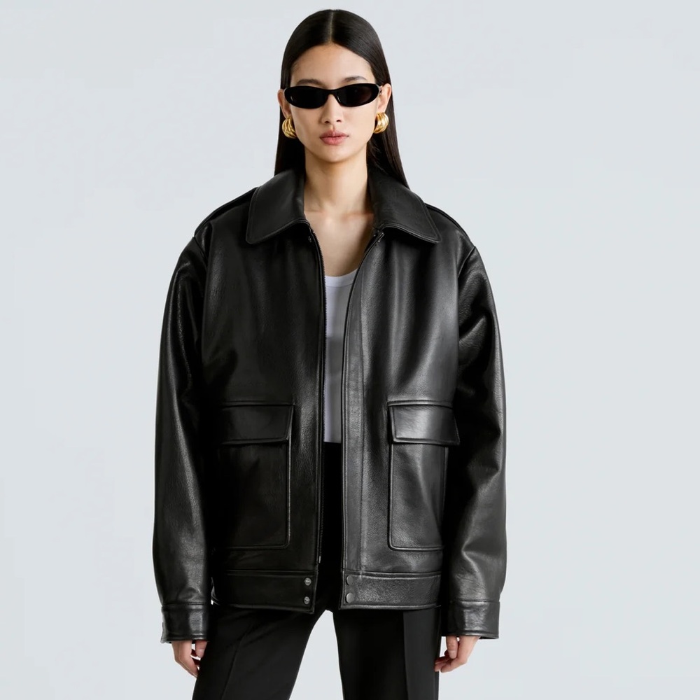 NWT!! “NOUR HAMMOUR” Drey Black Leather Jacket!! Size 36. Stunning!! PRICE FIRM.